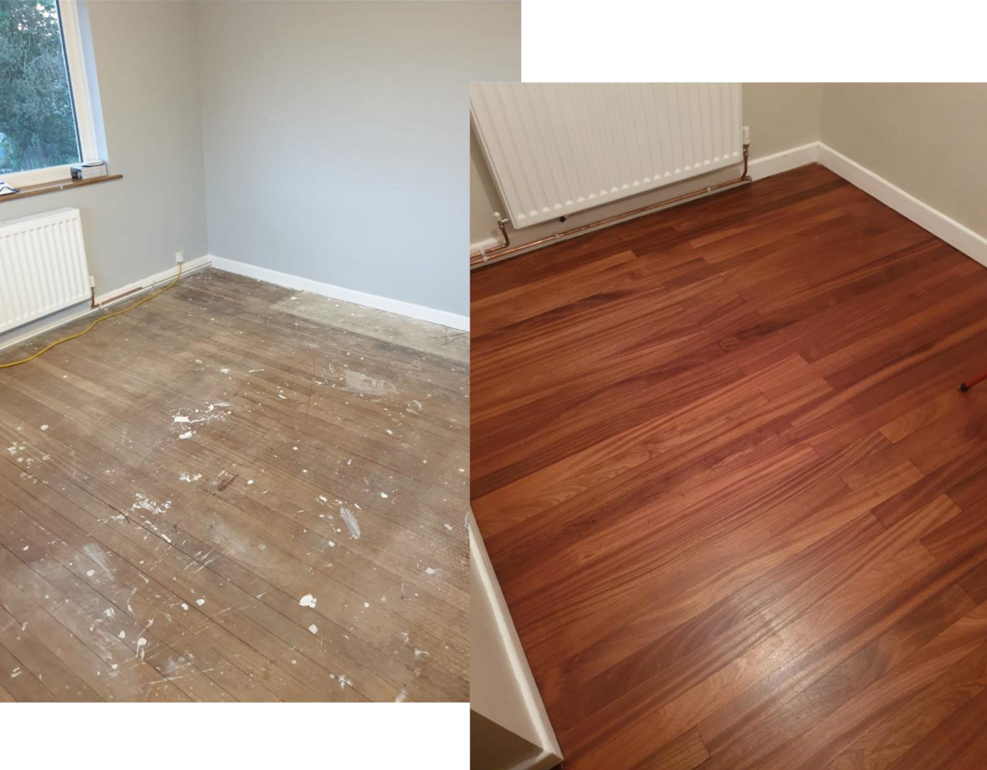 Floor sanding and restoration Cardiff Florek Renovation before and after renovated floor